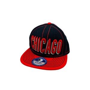 Pit Bull Cap’s Chicago Adult Hat Red Black Snap Back Baseball 6 Panel One Size